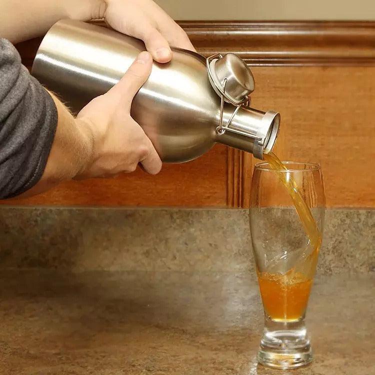 1 Litre Blank Stainless Steel Swing Top Growler - CraftBeer Growlers Ltd - Growler, Stainless Steel Growler - Growlers - Draught Beer - Beer Dispenser Units - Kegs