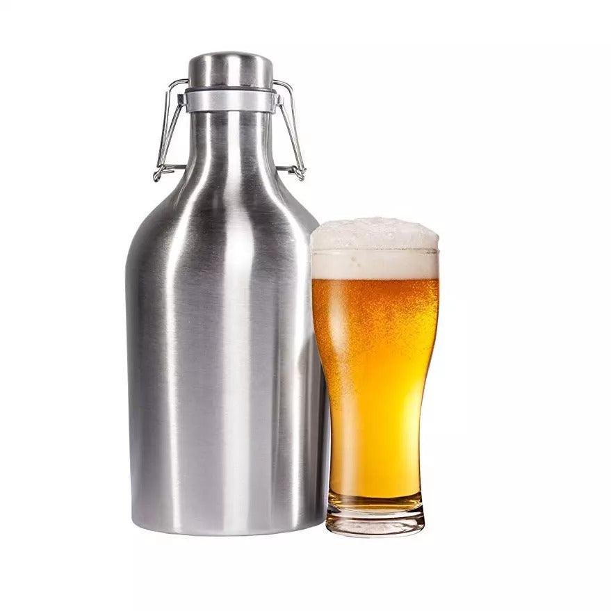 2 Litre Logo Screen Printed or Laser Etched Stainless Steel Swing Top Growler Pallet (480 Growlers) - CraftBeer Growlers Ltd - Growler, Stainless Steel Growler - Growlers - Draught Beer - Beer Dispenser Units - Kegs